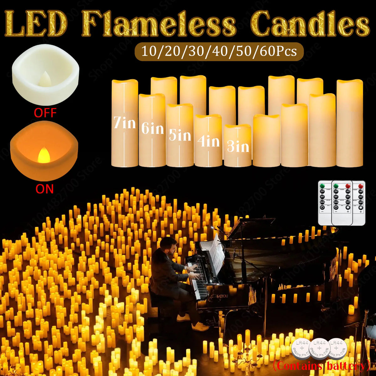 10-60Pcs LED Candles Flicking Candles Flameless Candles Artifical Candles 3-7inch Wedding Candles Candlelight Concert Decor