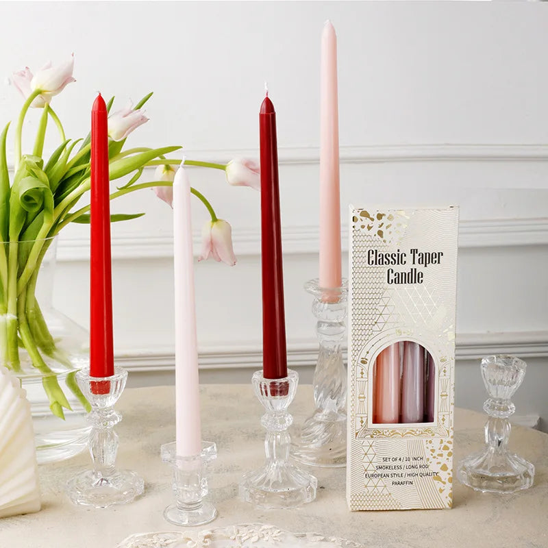 25CMLong Pole Taper Candle Wedding Banquet Atmosphere Long Candle10Colorful SmokelesscandleCandle